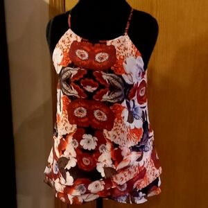 sam edelman layered sheer tank floral patterned